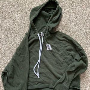 Small Green cropped hoodie with H patch